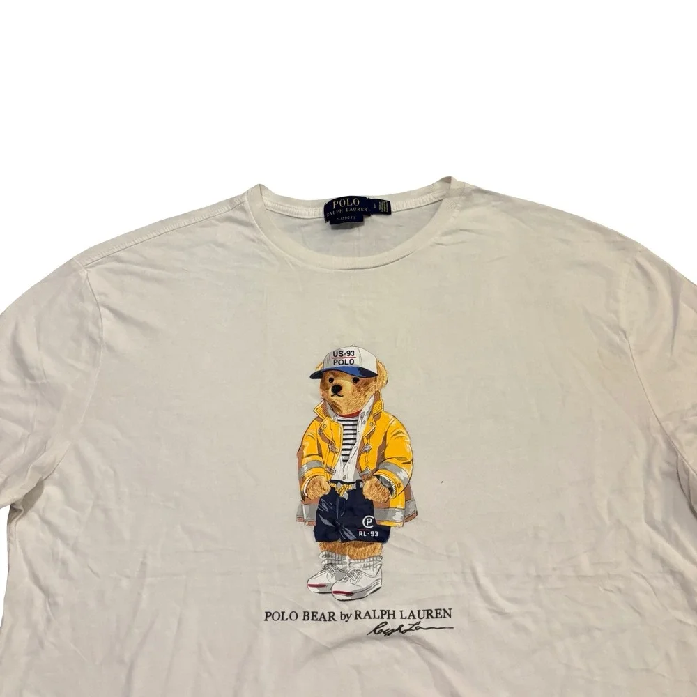 Polo Ralph Lauren Polo Bear RL-93 Yellow Raincoat White T-Shirt Mens Large